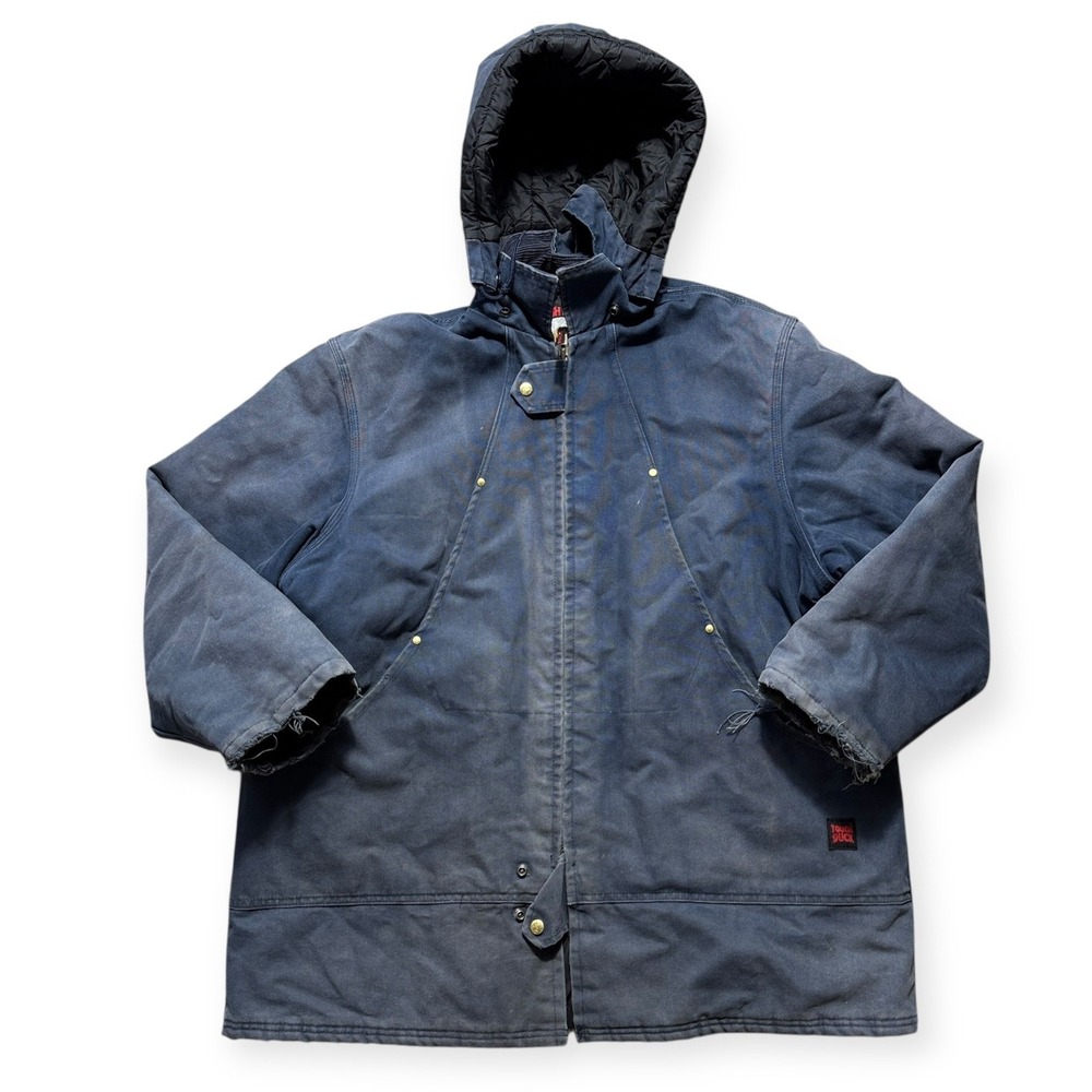 Tough Duck Jacket Men's 2XL Blue Work Coat Canvas Lined Insulated Distressed